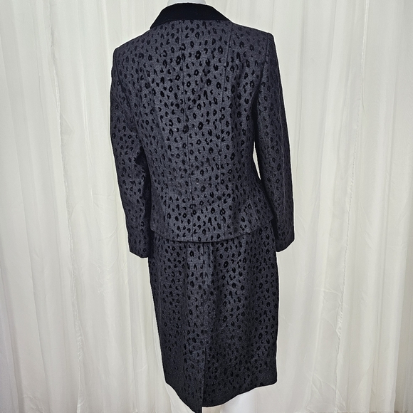 Vintage Rickie Freeman for Teri Jon Saks gray black leopard print wool skirt set - Picture 8 of 12